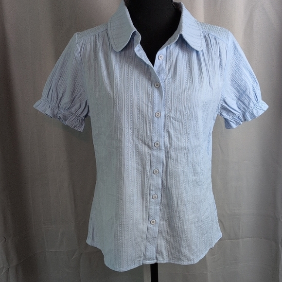 Allegra K Blue Fitted Button Down Shirt with Collar. Small. NWT - Picture 1 of 8